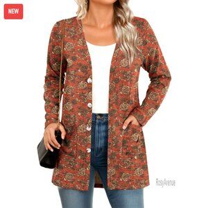 Lightweight Knit Cardigan Open Front Long Sleeve Casual Soft Pockets